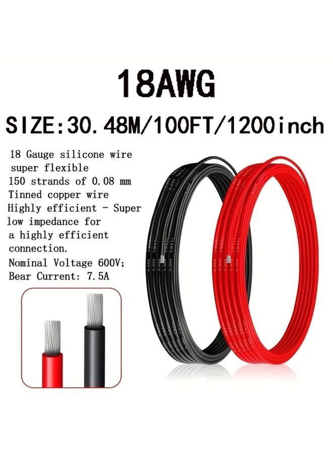 22AWG 25FT Red Black Automotive Wire High Temperature Resistant Flexible Tinned Copper Cable - Image 4