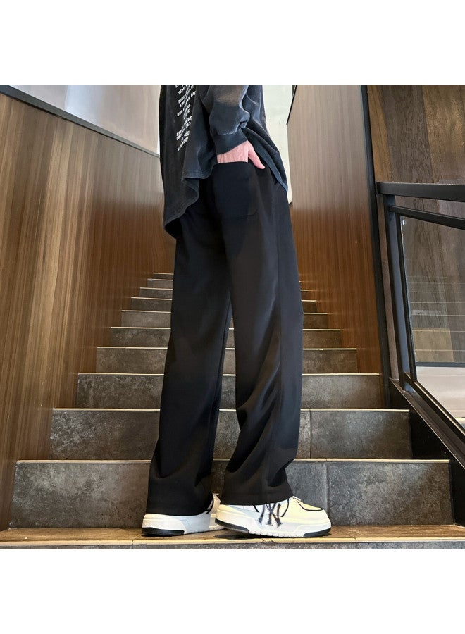 Dingfengbaoluo Casual Pants For Men, Spring And Summer Trendy Loose Straight-leg Solid Color Versatile Wide-leg Sports Trousers, 9356 Black XL - Image 3