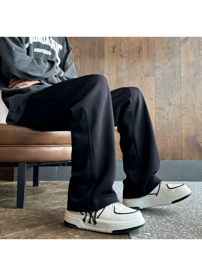 Dingfengbaoluo Casual Pants For Men, Spring And Summer Trendy Loose Straight-leg Solid Color Versatile Wide-leg Sports Trousers, 9356 Black XL - Image 4