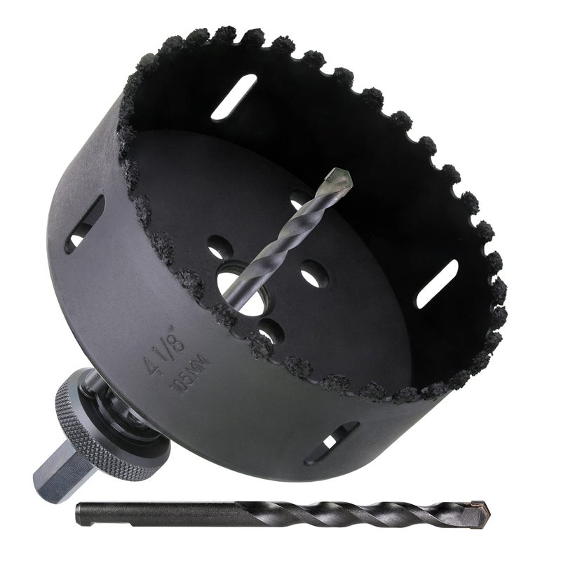 PLG2SUPT 418 inch Carbide Grit Hole Saw Cutter for Hardy Plank Air Brick Stucco Drywall Fiber Cement siding Backer Board Plasterboard