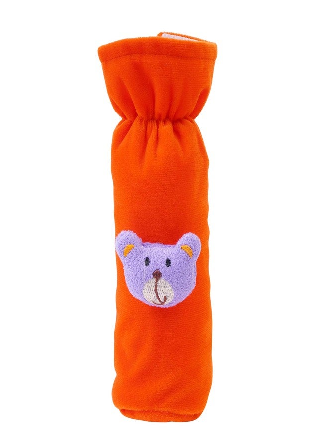 MW PRINTS Soft Plush Stretchable Baby Feeding Bottle Cover with Easy to Hold Strap |Suitable for 120ml-250ml Baby Feeding Bottle Cover Pack of 2 (Orange & Baby Pink) - Image 2