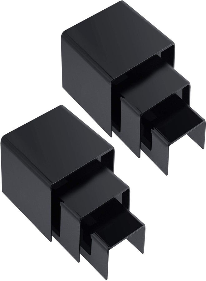 تشوانغ دي مجموعة من قطعتين من حوامل العرض الأكريليكية من تشوانغدي، حامل منتجات، رف عرض مجوهرات، تجهيزات عرض للحلويات والكب كيك والحلوى وحامل مجسمات الحركة (أسود) - Image 1