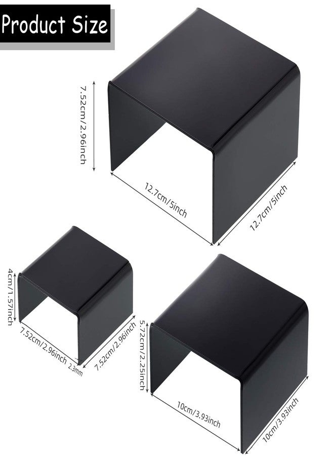 تشوانغ دي مجموعة من قطعتين من حوامل العرض الأكريليكية من تشوانغدي، حامل منتجات، رف عرض مجوهرات، تجهيزات عرض للحلويات والكب كيك والحلوى وحامل مجسمات الحركة (أسود) - Image 2