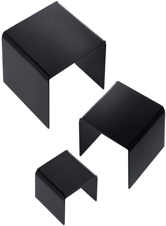 تشوانغ دي مجموعة من قطعتين من حوامل العرض الأكريليكية من تشوانغدي، حامل منتجات، رف عرض مجوهرات، تجهيزات عرض للحلويات والكب كيك والحلوى وحامل مجسمات الحركة (أسود) - Image 4