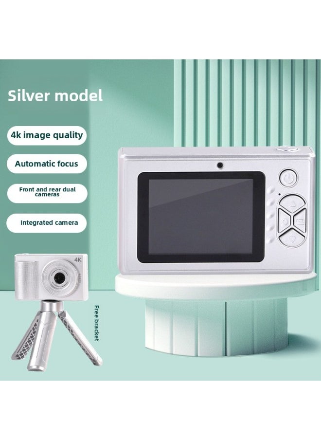 Generic 2.4 Inch Digital Camera HD Battery Life Mini Retro Ccd Camera Camera Students Mobile Phone-Body Color:Silver (without Stand)  - Image 1