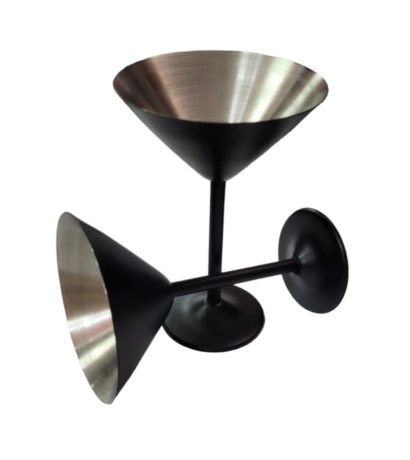 Proniks Stainless Steel Cocktail Martini Glasses Pack of 4 Metal Martini Goblets Cocktail Glasses Black Color High End Wine Drinking Cup Beverages Cup for Banquet Wedding Party Bar and restorent  - Image 3