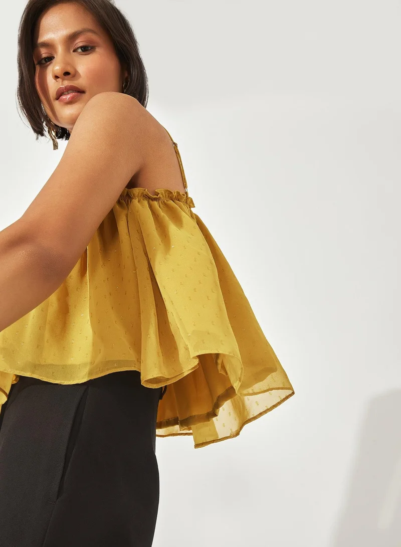 ذا ليبل لايف بلوزة كامي برباط وياقة مكشكشة