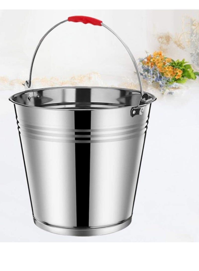 DubaiGallery Stainless Steel Water Bucket with Handle Metal Heavy Duty Thick Insulated Ice Bucket - Image 1