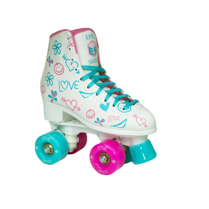 Epic Skates Frost Quad Roller Skates White Kids Size 2