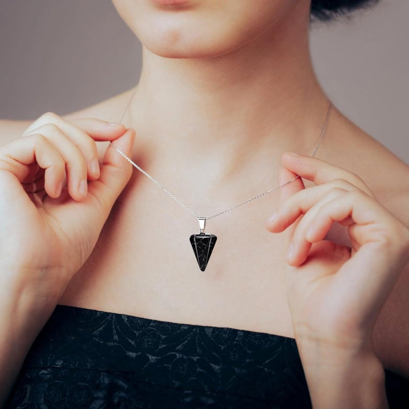 Crystal Agate 50 Pcs Natural Stone Pendant Necklace Faceted Cone Hexagonal Accessories, DIY Pendant Charms for Jewelry Making, Finish Polished Multi-Color Smooth - Image 3
