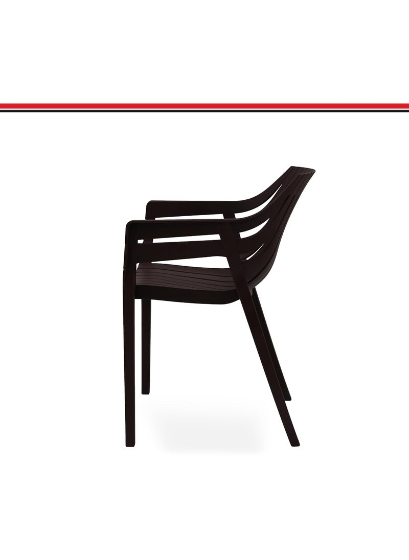 Supreme chairs Spectrum with Arm Oversized Plastic Chair for Home Garden Cafeteria and Restaurent Purpose Comes with 6 Months Warranty Color Globus Brown Count 2