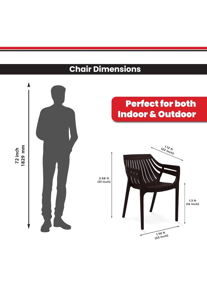 Supreme chairs Spectrum with Arm Oversized Plastic Chair for Home Garden Cafeteria and Restaurent Purpose Comes with 6 Months Warranty Color Globus Brown Count 2