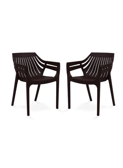 Supreme chairs Spectrum with Arm Oversized Plastic Chair for Home Garden Cafeteria and Restaurent Purpose Comes with 6 Months Warranty Color Globus Brown Count 2