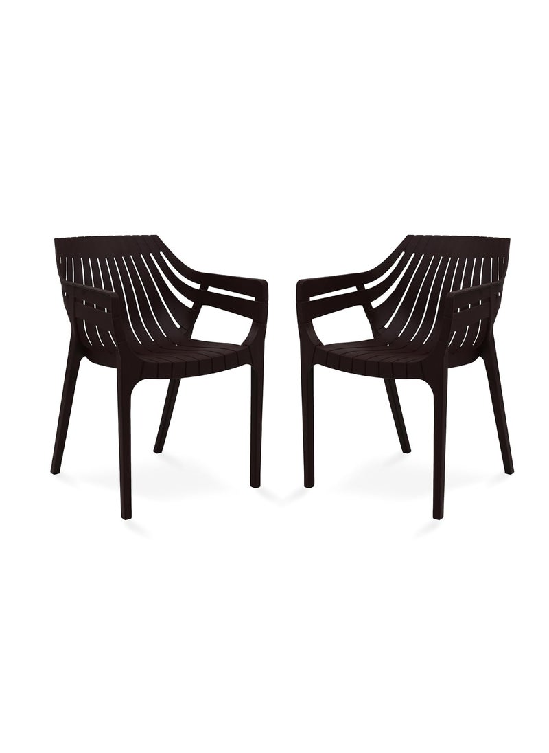 Supreme chairs Spectrum with Arm Oversized Plastic Chair for Home Garden Cafeteria and Restaurent Purpose Comes with 6 Months Warranty Color Globus Brown Count 2