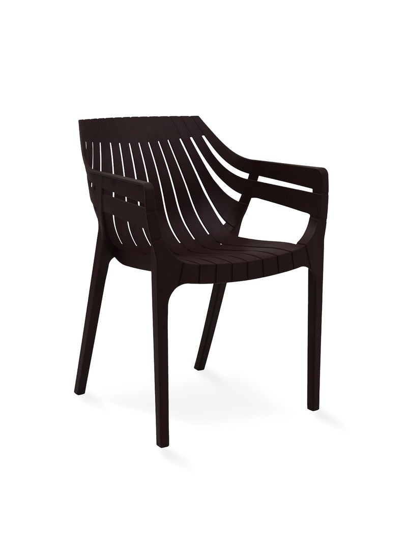 Supreme chairs Spectrum with Arm Oversized Plastic Chair for Home Garden Cafeteria and Restaurent Purpose Comes with 6 Months Warranty Color Globus Brown Count 2