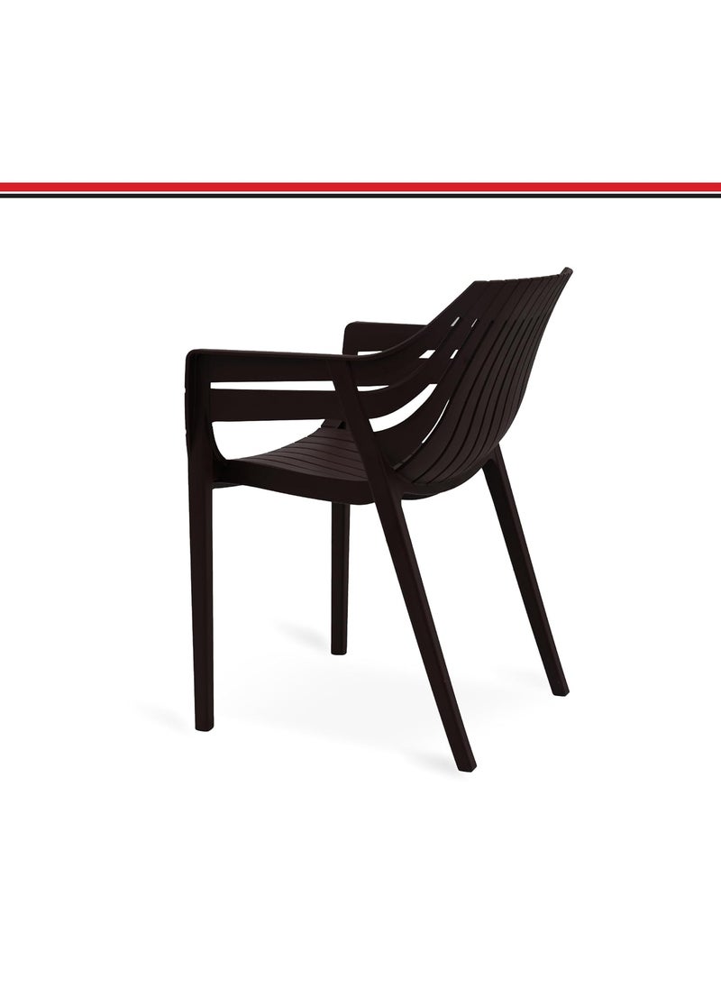 Supreme chairs Spectrum with Arm Oversized Plastic Chair for Home Garden Cafeteria and Restaurent Purpose Comes with 6 Months Warranty Color Globus Brown Count 2