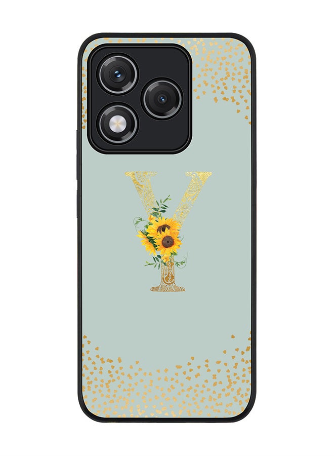 Stylizedd For Honor 400 Lite Case,Slim fit Camera Protection, Shockproof Thin Phone cover  - Custom Floral Monogram - Y  (Light Grey ) - Image 1