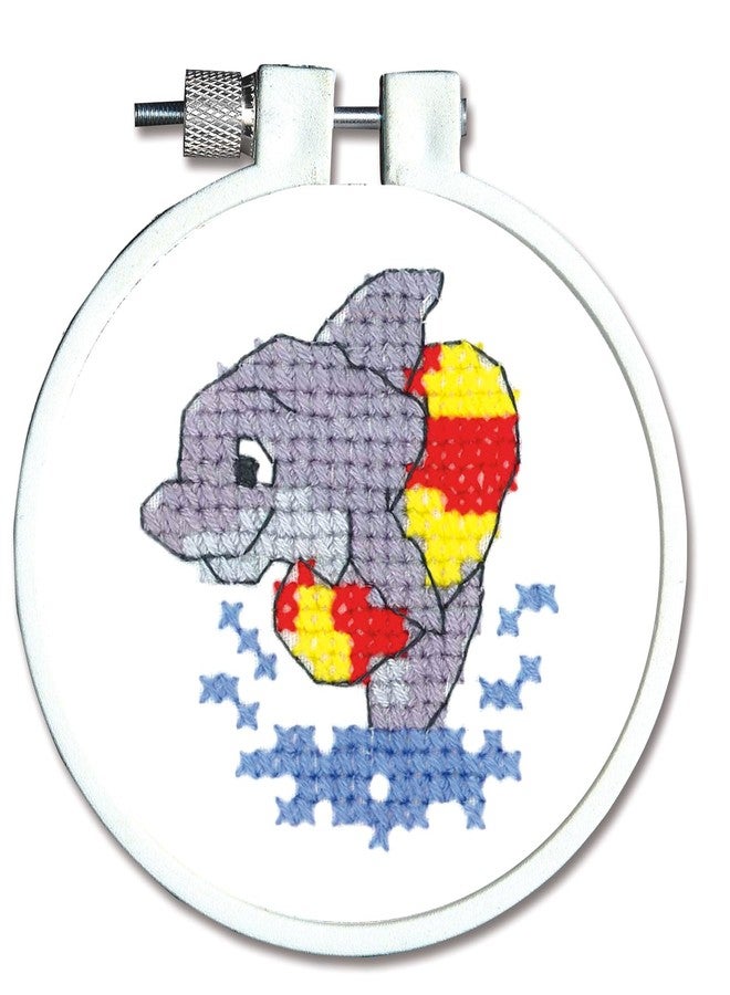 Janlynn 021-1821 Kid Dolphin Splash Stamped Cross Stitch Kit, 3" - Image 1