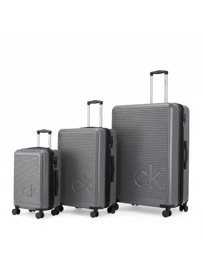 CALVIN KLEIN Charcoal Calvin Klein Horizon Hardside Luggage on Wheels for Unisex | Ultra Lightweight ABS with 4 Spinner Wheels | Color Charcoal  | Best Price UAE