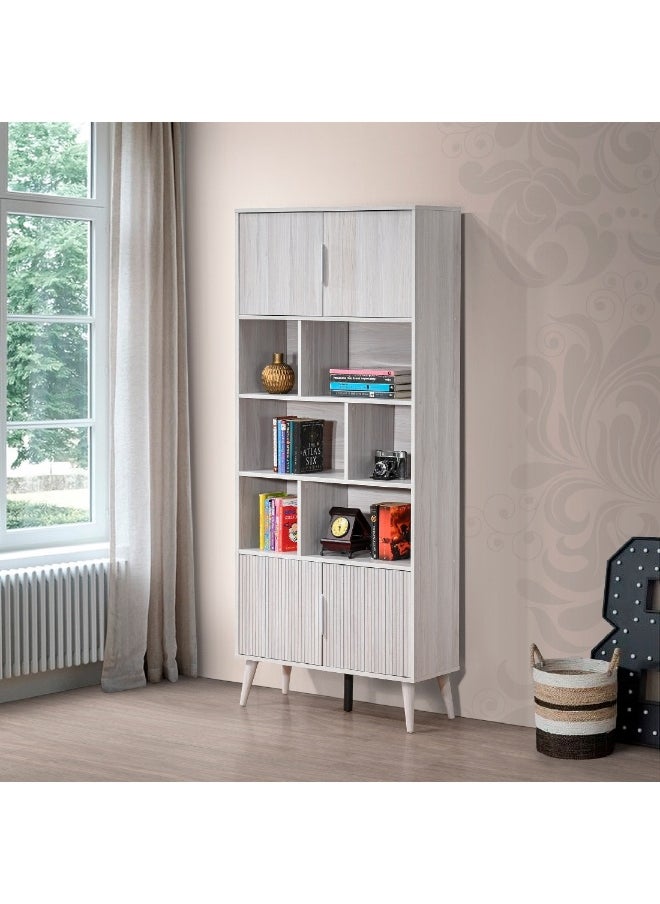 Home Box - Elmwood Bookcase with 4 Doors and Shelf 30 x 187 x 80 cm - Image 1