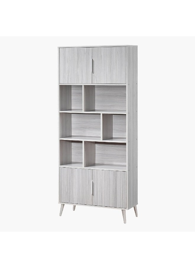 Home Box - Elmwood Bookcase with 4 Doors and Shelf 30 x 187 x 80 cm - Image 1