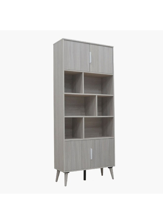 Home Box - Elmwood Bookcase with 4 Doors and Shelf 30 x 187 x 80 cm - Image 1