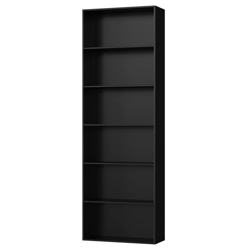 FirFurd Bookcase 6 Tiers Bookshelf Black Tall Display Shelf Freestanding Wooden Storage Unit for Living Room Bedroom Office 60x23.5x180cm - Image 2