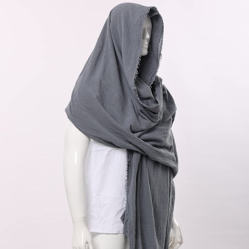 GRACEART Post Apocalyptic Shawl Hood Scarf Shaman Cowl Medieval Costume Sash Urban Dark Grey - Image 2