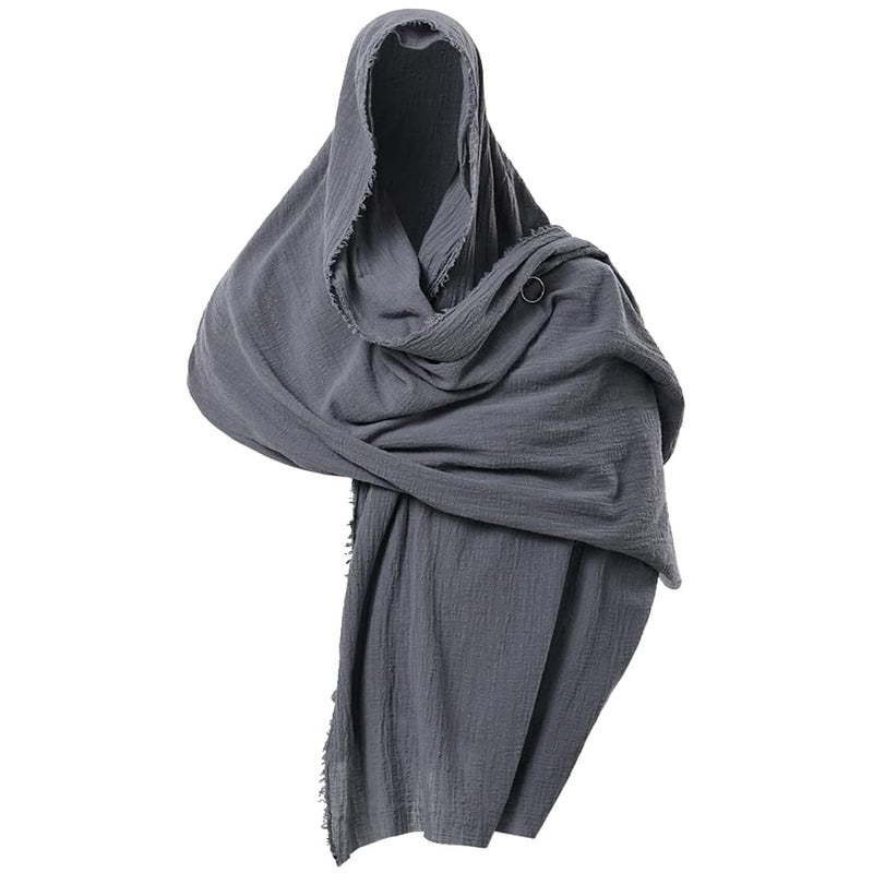 GRACEART Post Apocalyptic Shawl Hood Scarf Shaman Cowl Medieval Costume Sash Urban Dark Grey - Image 1