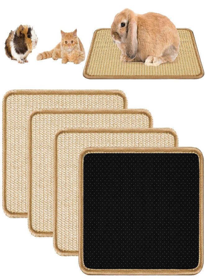 WLLHYF Rabbit Scratching Pads 4 PCS Natural Sisal Bunny Scratching Pads Bunny Pet Cage Bedding Claws and Teeth Care Mats Scratcher Mats for Small Animal Biting Sleeping Nesting - Image 1