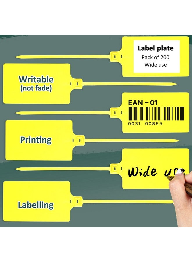 Youyole 200 Pieces Plastic Tags Waterproof Tags Plastic Seal Shipping Tags Logistics Use Big Sign Tie Large Label Tie 250 mm Total Length(Yellow) - Image 4