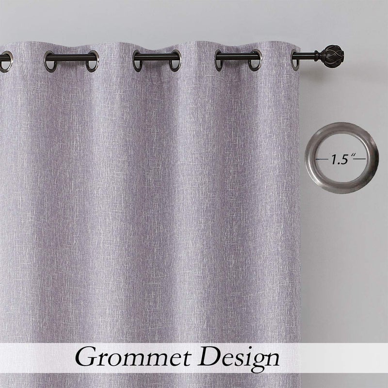 Central Park Lavender Solid Full Blackout Curtain Heavy Linen Texture Window Treatment for Bedroom Thermal Insulated Noise Reduction Drapes 8 Grommets Top for Living Room with Liner, Purple, 50"x63", 2 Panels - Image 3