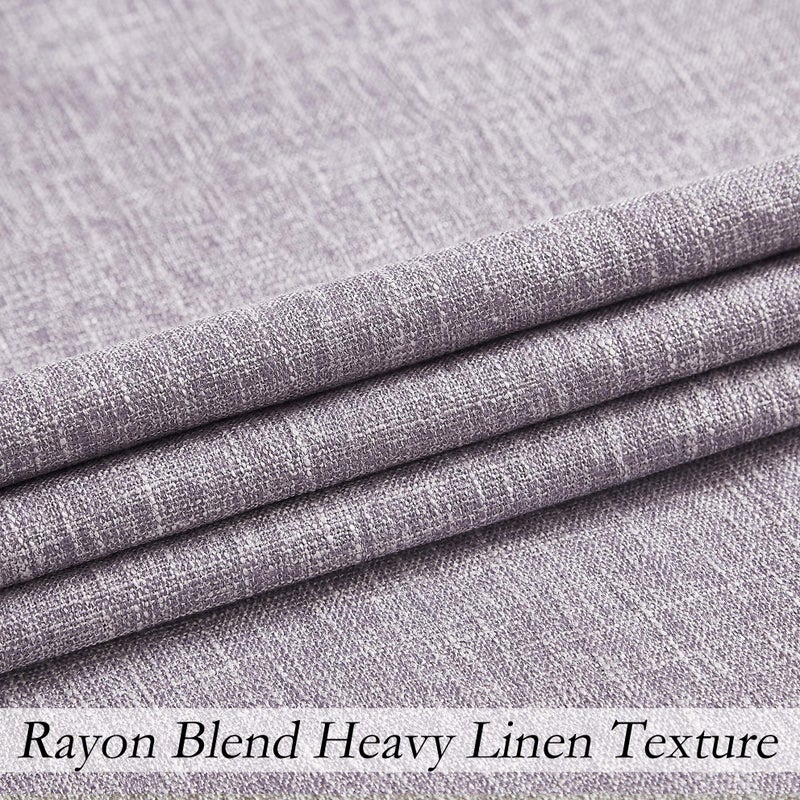 Central Park Lavender Solid Full Blackout Curtain Heavy Linen Texture Window Treatment for Bedroom Thermal Insulated Noise Reduction Drapes 8 Grommets Top for Living Room with Liner, Purple, 50"x63", 2 Panels - Image 4