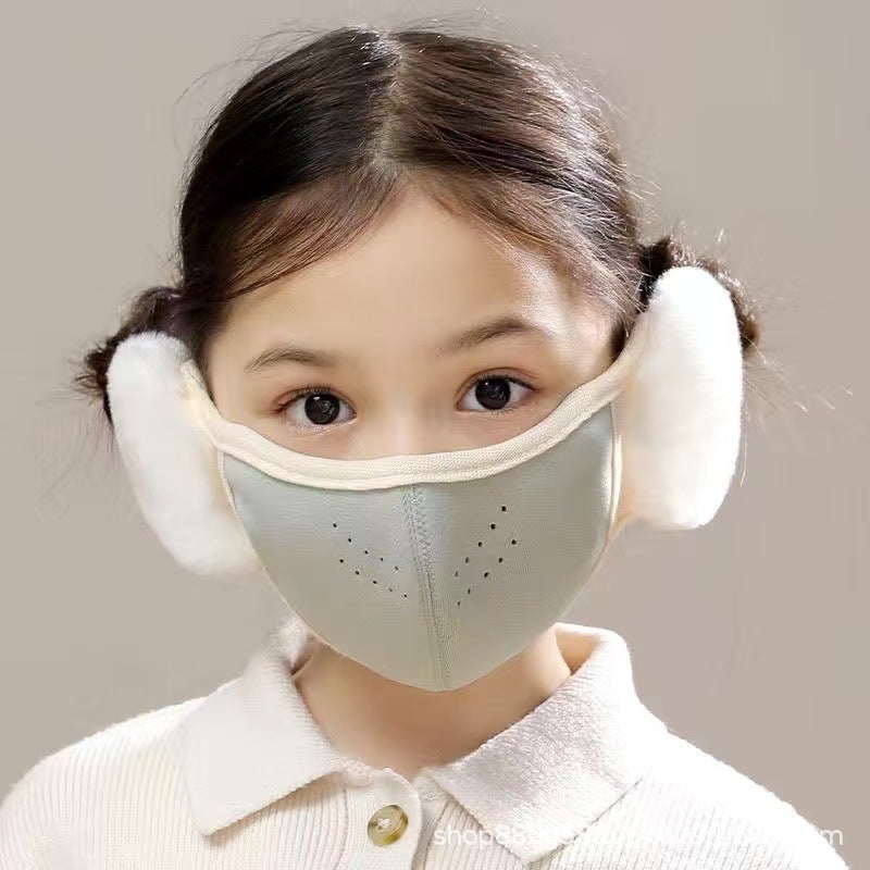Children'S Winter Warm Mask Breathable Windproof Fleece-Lined Ear Protection Two-In-One Thickened Mask Ear Mask Cute For Boys And Girls - Image 1