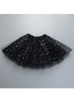 Generic Childrens tutu skirt princess sequins three-layer 6-piece mesh skirt tutu gauze skirt tutu children Black 