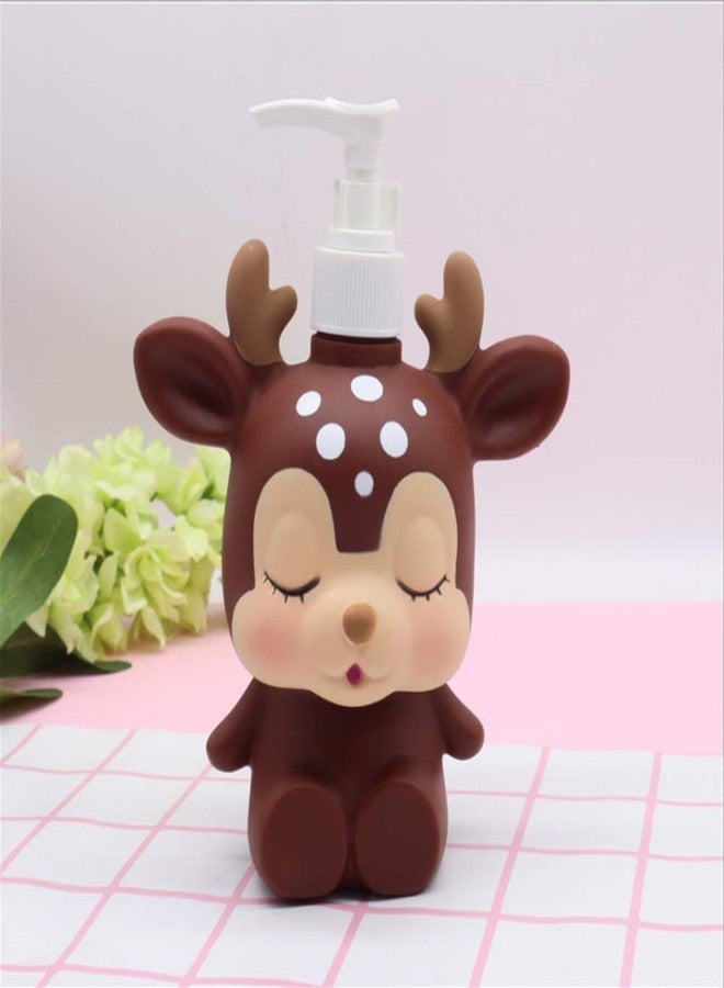 Hyever Deer Duck Cute Cartoon Animal Hand Soap Pump Lotion, Hand Soap, Shampoo, Shower Gel Dispenser, Suitable for Bathrooms, Kitchen Countertops, Bathroom Accessories (Brown Deer) - Image 2