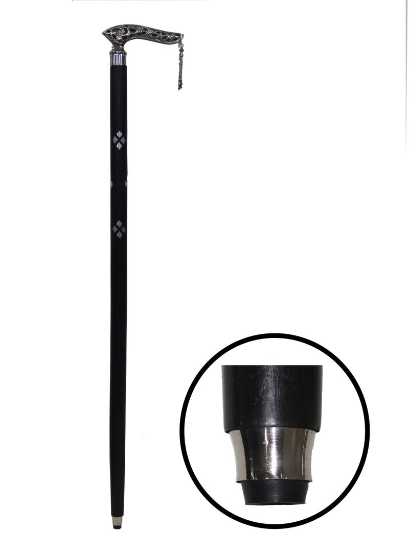 Wooden Walking Stick/Cane with White Metal Handheld WLK29B - Image 1