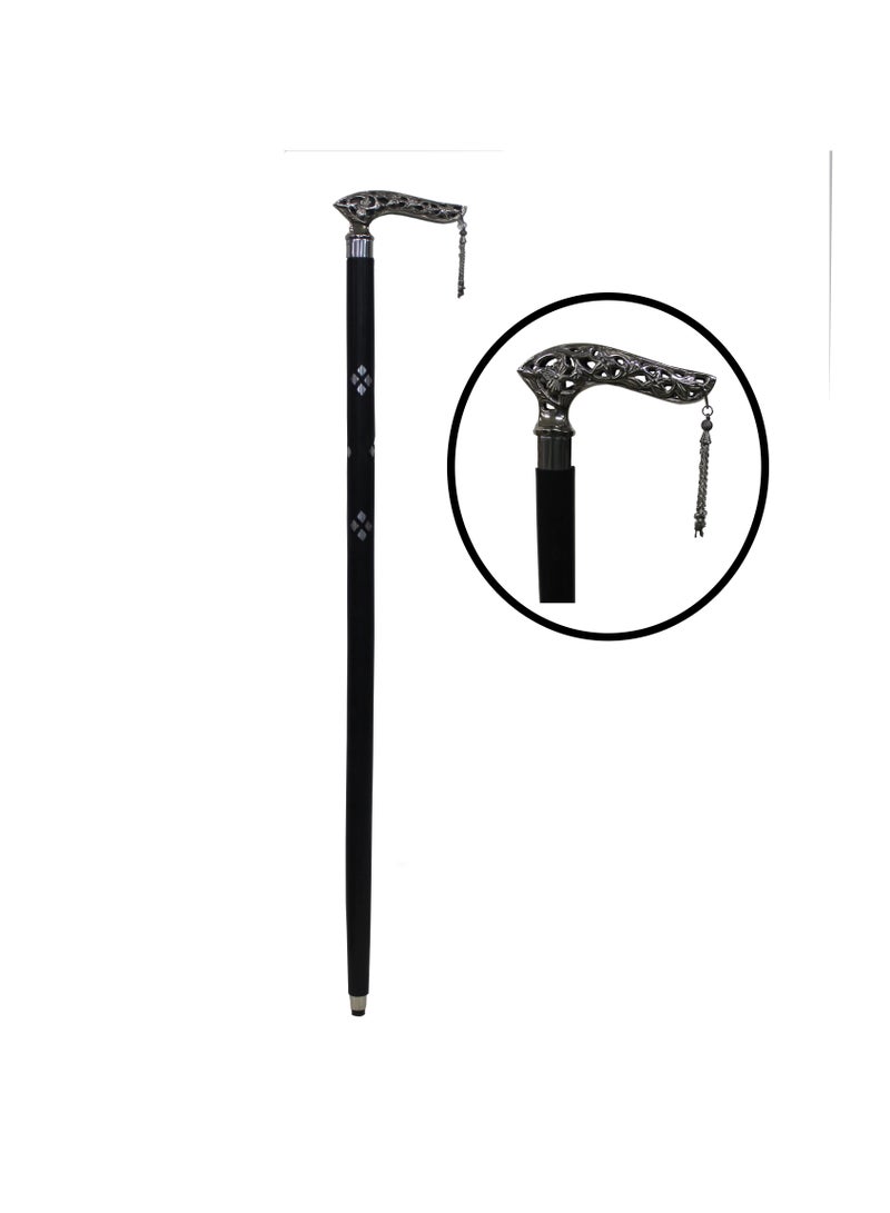 Wooden Walking Stick/Cane with White Metal Handheld WLK29B - Image 2