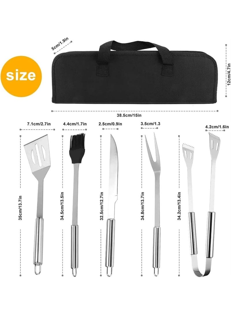 Professional BBQ Grill Accessories Tools Set: 5 Pieces Stainless Steel Barbecue Grilling Utensils Kit for Outdoor Camping/Picnic/Party - Image 2