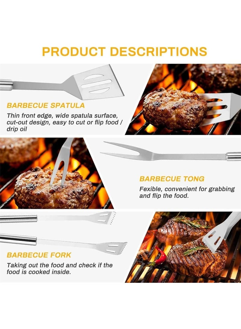Professional BBQ Grill Accessories Tools Set: 5 Pieces Stainless Steel Barbecue Grilling Utensils Kit for Outdoor Camping/Picnic/Party - Image 3