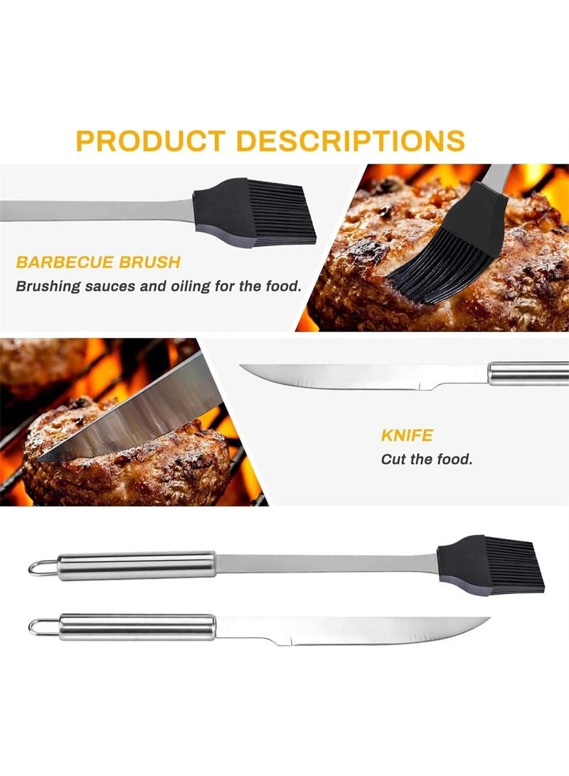 Professional BBQ Grill Accessories Tools Set: 5 Pieces Stainless Steel Barbecue Grilling Utensils Kit for Outdoor Camping/Picnic/Party - Image 4