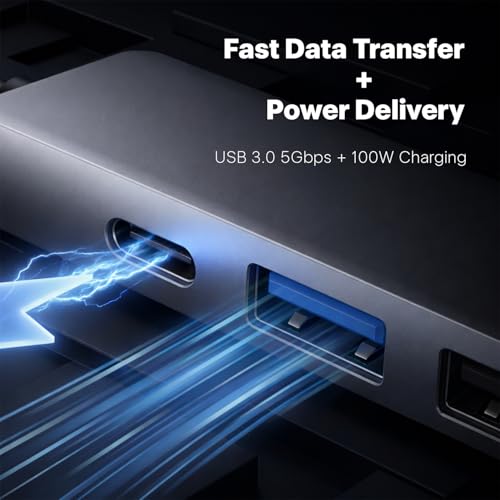 Amkette 8-in-1 Type C Hub/Docking Station with HDMI 60Hz,Data Transfer Multiport Adapter, 100W Power Delivery 4K HDMI,USB 3.0,100MBPS Ethernet,SD/TF Card Reader,for All Type C Devices-MacBook,Laptop - Image 3