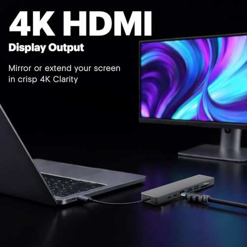 Amkette 8-in-1 Type C Hub/Docking Station with HDMI 60Hz,Data Transfer Multiport Adapter, 100W Power Delivery 4K HDMI,USB 3.0,100MBPS Ethernet,SD/TF Card Reader,for All Type C Devices-MacBook,Laptop - Image 2