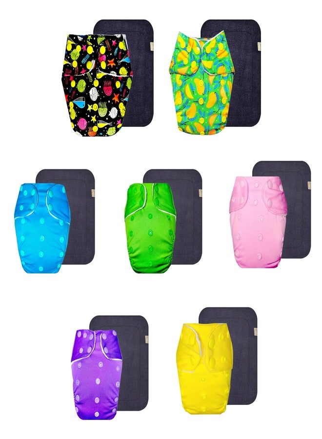 حفاضات قماشية فاخرة من دمبلدو مع حشوة رمادية (عبوة من 7 قطع) | مضادة للحساسية | تسمح بمرور الهواء | سهلة التنظيف | مثالية لفصل الصيف الهندي | من 3 أشهر إلى 3 سنوات | مناسبة للجنسين - Image 1