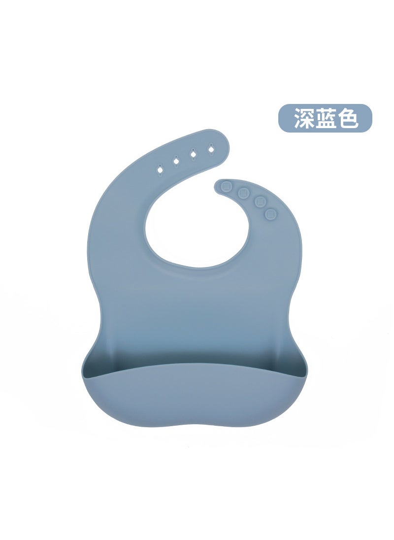 Babys Special Food Pocket Dinner Sipper Wash-Free Sipper Waterproof Dirty Splash-Proof Childrens Bib Silicone Bib Dark Blue 