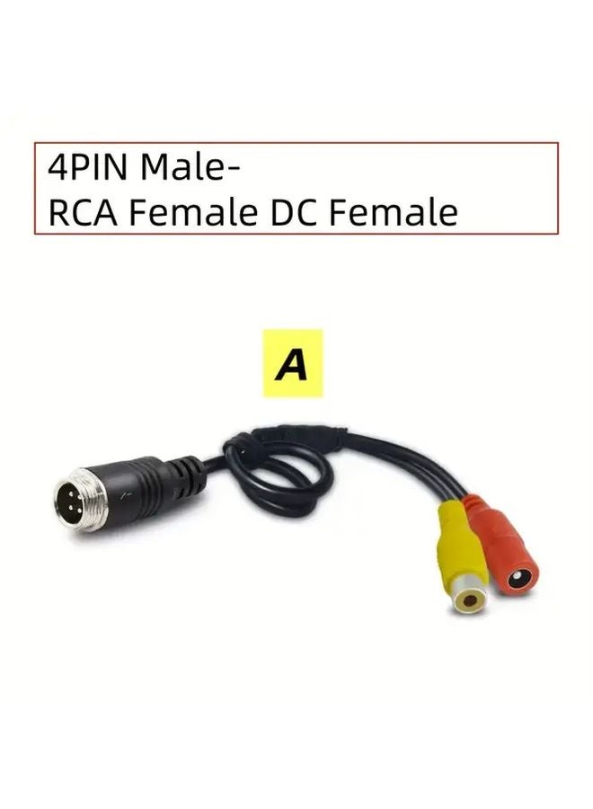 كابل محول من 4 دبوس ذكر إلى آر سي أى أنثى ودي سي أنثى للطيران للكاميرا الخلفية للسيارة - Image 1