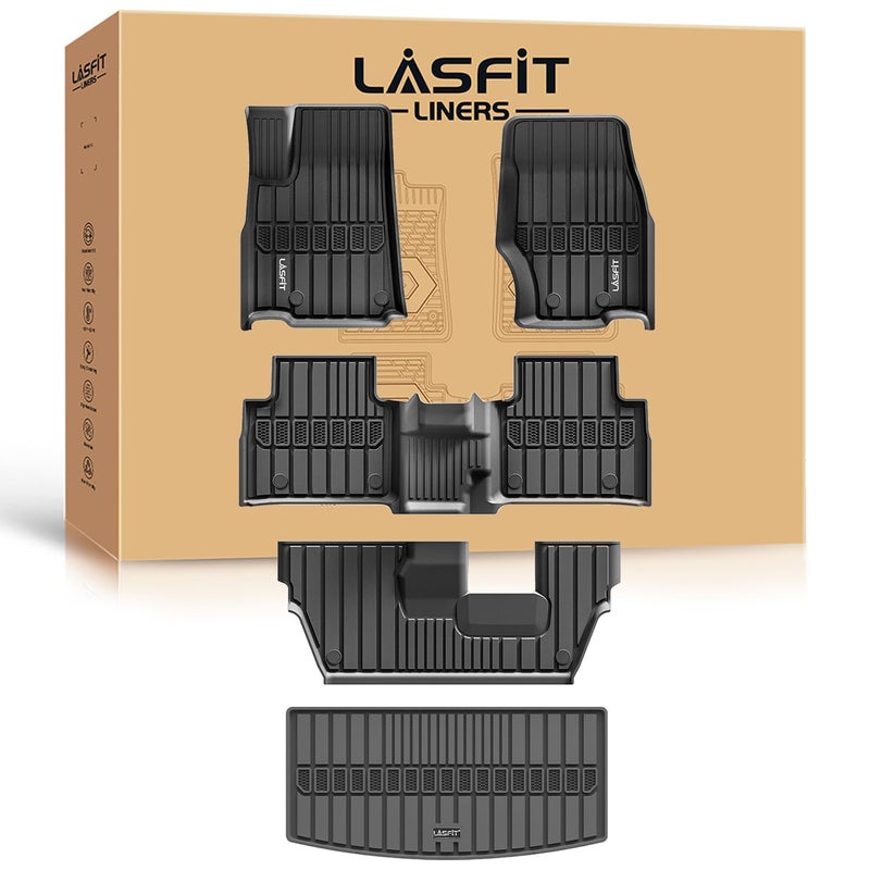 حصائر أرضية LASFIT حصيرة صندوق لجيب جراند شيروكي L 20212025 7 ركاب لا تناسب 6 ركاب حصائر سيارات مخصصة لجميع الأحوال الجوية TPE حصائر أرضية بطانة صندوق حصيرة صندوق باللون الأسود