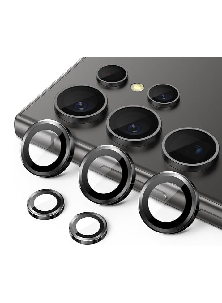 Samsung Galaxy S24 Ultra Camera Lens Protector, HD 9H Tempered Glass Camera Screen Protector, Metal Ring Lens Cover for Samsung S24 Ultra, 1 Set Black  - Image 1