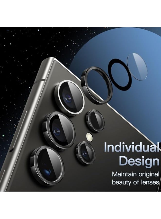 Samsung Galaxy S24 Ultra Camera Lens Protector, HD 9H Tempered Glass Camera Screen Protector, Metal Ring Lens Cover for Samsung S24 Ultra, 1 Set Black  - Image 4