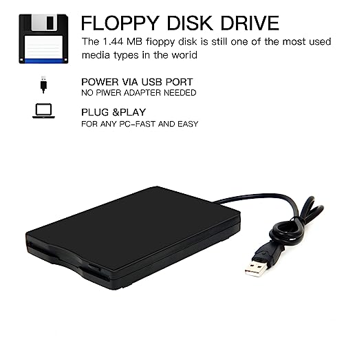 YEY Floppy Disk Reader External Floppy Disk Reader USB 3.5-inch USB Floppy Disk Reader 1.44 MB FDD Portable Floppy Disk for PC Laptops Windows/XP/7/8/10/11 Plug and Play - Image 2